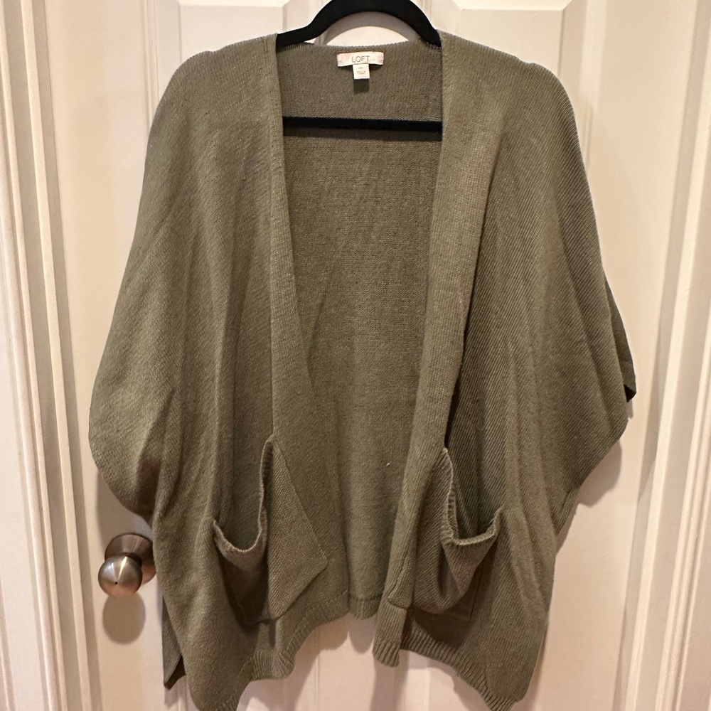 LOFT Olive Green Open-Front Poncho